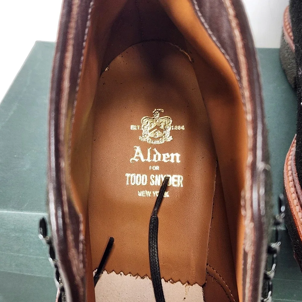 Alden Plain Toe Boot Mens Size 8.5 Black Reverse Earth Chamois D6839H Alden Plain Toe Boot Mens Size 8.5 Black Reverse Earth  main image 4